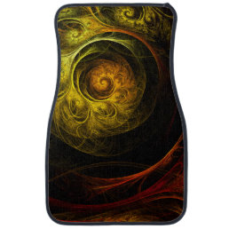 Sunrise Floral Red Abstract Art Car Floor Mat
