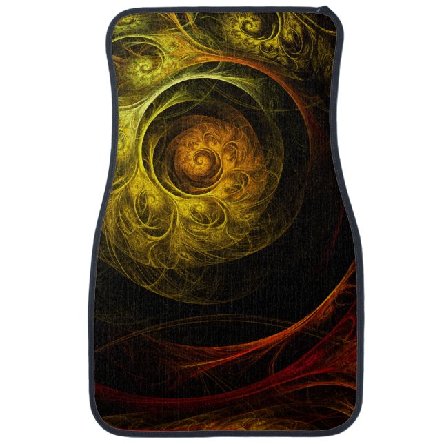 Sunrise Floral Red Abstract Art Car Floor Mat (Front)