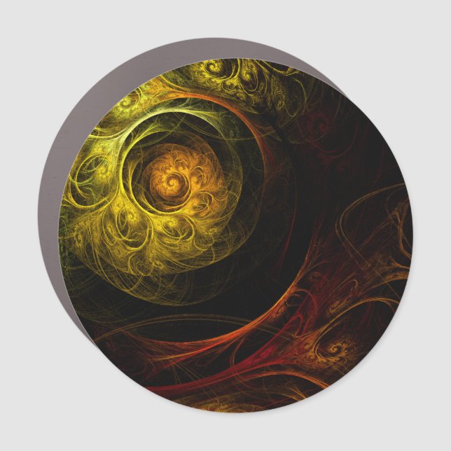 Sunrise Floral Red Abstract Art Car Magnet (Front)