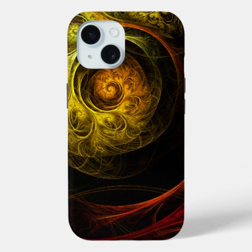 Sunrise Floral Red Abstract Art iPhone 15 Case