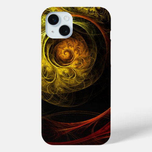 Sunrise Floral Red Abstract Art iPhone 15 Plus Case