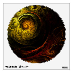 Sunrise Floral Red Abstract Art Circle Wall Sticker