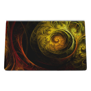 Sunrise Floral Red Abstract Art Desk Business Card Holder