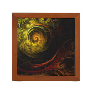 Sunrise Floral Red Abstract Art Desk Organizer