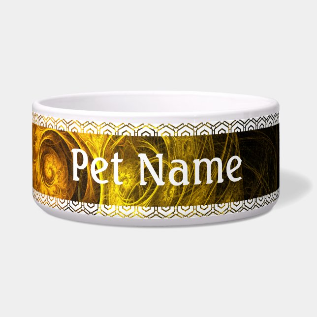 Sunrise Floral Red Abstract Art Dog Bowl (Front)