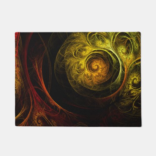 Sunrise Floral Red Abstract Art Doormat