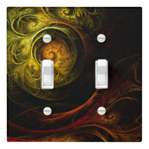 Sunrise Floral Red Abstract Art Double Toggle Light Switch Cover