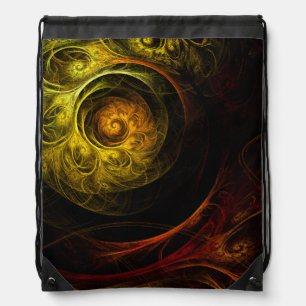 Sunrise Floral Red Abstract Art Drawstring Bag