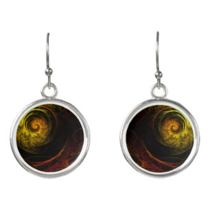 Sunrise Floral Red Abstract Art Earrings