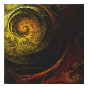 Sunrise Floral Red Abstract Art Faux Canvas Print