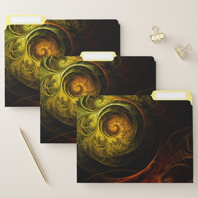 Sunrise Floral Red Abstract Art File Folder (Set)