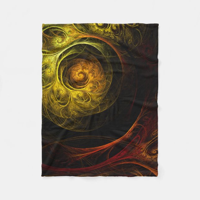 Sunrise Floral Red Abstract Art Fleece Blanket (Front)
