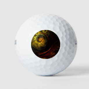 Sunrise Floral Red Abstract Art Golf Balls