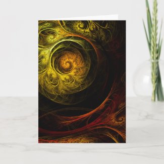 Sunrise Floral Red Abstract Art Greeting Card