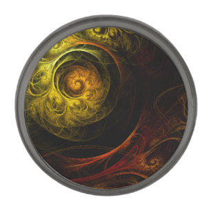 Sunrise Floral Red Abstract Art Gunmetal Finish Lapel Pin
