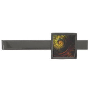 Sunrise Floral Red Abstract Art Gunmetal Finish Tie Clip