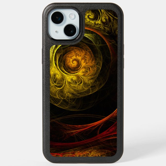 Sunrise Floral Red Abstract Art iPhone 15 Plus Case (Back)