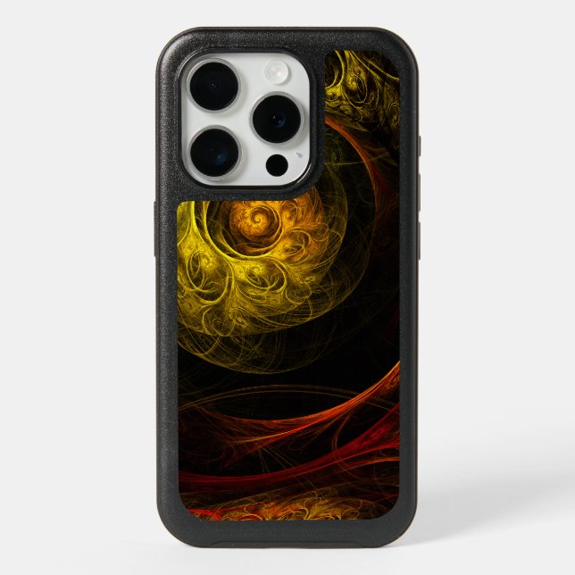 Sunrise Floral Red Abstract Art iPhone 15 Pro Case (Back)