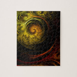 Sunrise Floral Red Abstract Art Jigsaw Puzzle