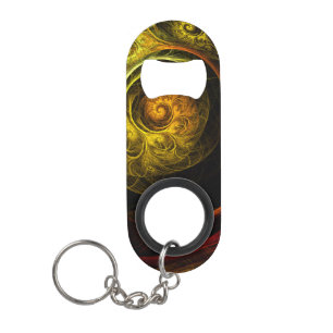Sunrise Floral Red Abstract Art Keychain Bottle Opener