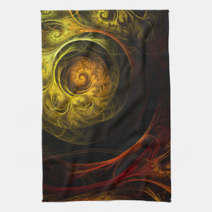 Sunrise Floral Red Abstract Art Kitchen Towel