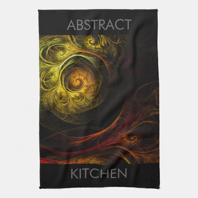 Sunrise Floral Red Abstract Art Kitchen Towel (Vertical)
