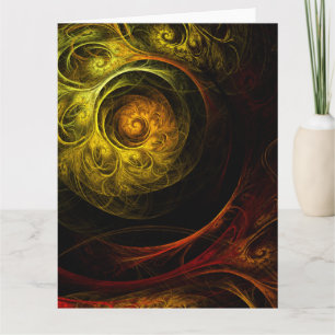 Sunrise Floral Red Abstract Art Letterpress Thank You Card