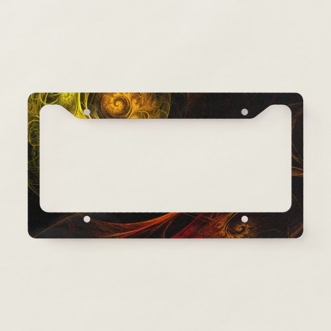 Sunrise Floral Red Abstract Art License Plate Frame (Front)