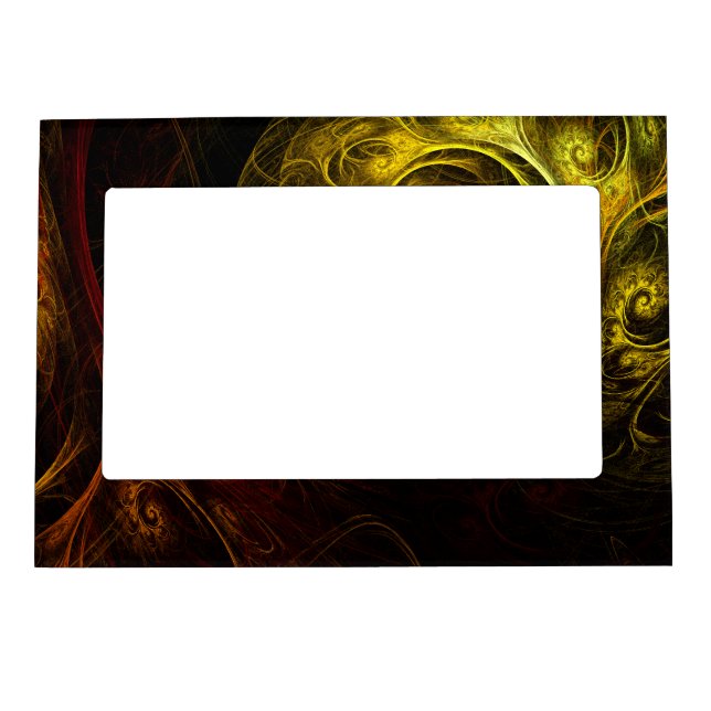 Sunrise Floral Red Abstract Art Magnetic Picture Frame (Front)