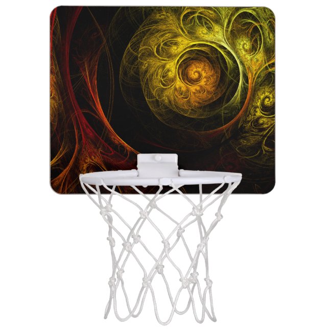 Sunrise Floral Red Abstract Art Mini Basketball Hoop (Front)