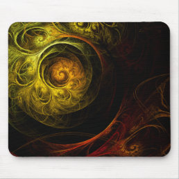 Sunrise Floral Red Abstract Art Mousepad
