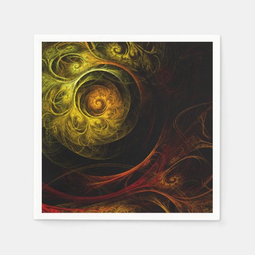 Sunrise Floral Red Abstract Art Paper Napkins