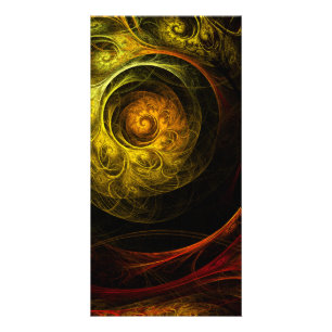 Sunrise Floral Red Abstract Art Photo Card