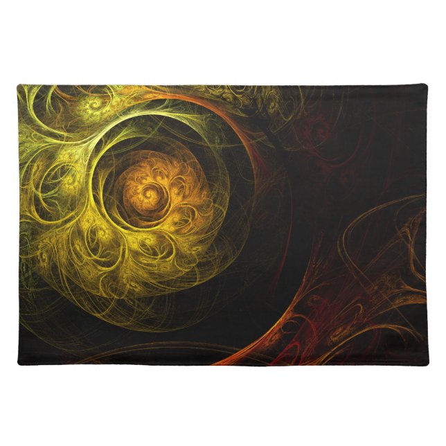 Sunrise Floral Red Abstract Art Placemat (Front)