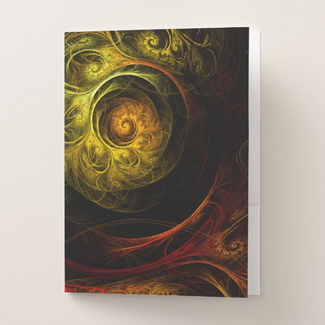 Sunrise Floral Red Abstract Art Pocket Folder (Front)