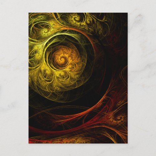 Sunrise Floral Red Abstract Art Postcard