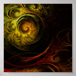 Sunrise Floral Red Abstract Art Poster