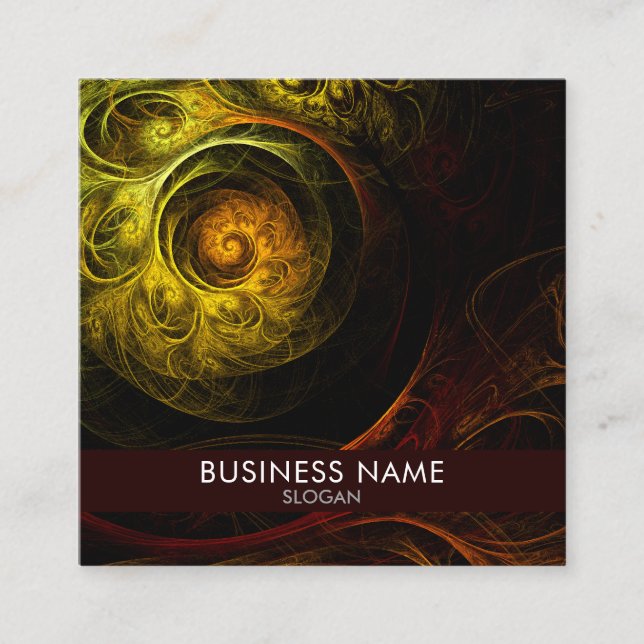 Sunrise Floral Red Abstract Art Professional Square Business Card (Front)