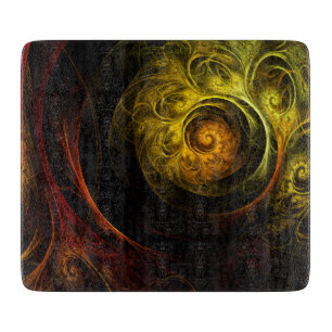 Sunrise Floral Red Abstract Art Rectangle Cutting Board