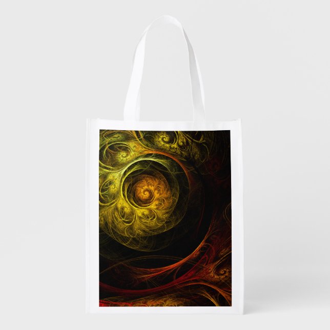 Sunrise Floral Red Abstract Art Reusable Bag (Front)