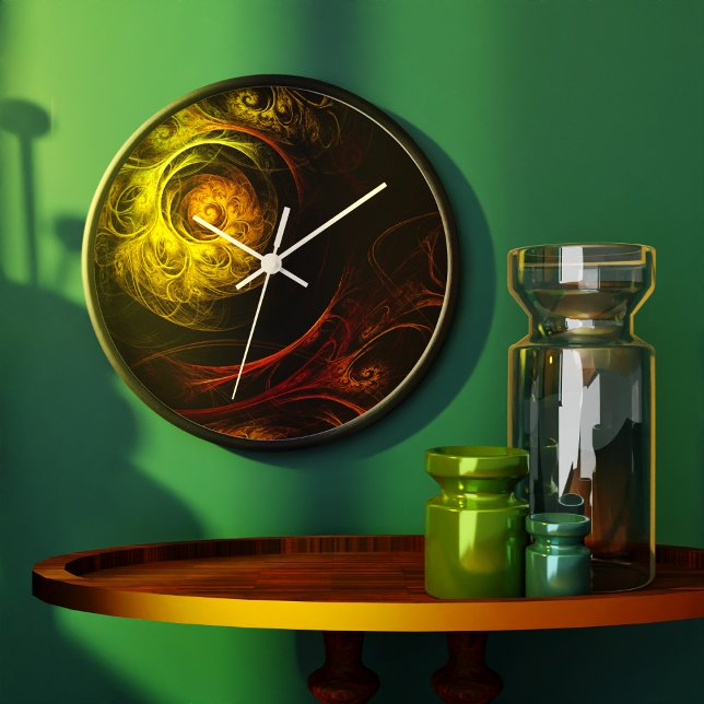 Sunrise Floral Red Abstract Art Round Large Clock (Sunrise Floral Red Abstract Art Round Clock)