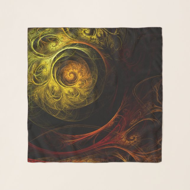 Sunrise Floral Red Abstract Art Scarf (Front)