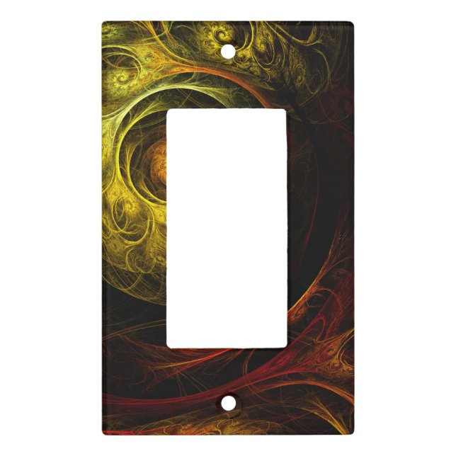 Sunrise Floral Red Abstract Art Single Rocker Light Switch Cover (Front)
