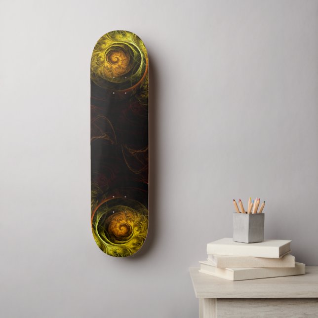 Sunrise Floral Red Abstract Art Skateboard Deck (Wall Art)