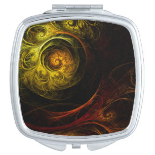 Sunrise Floral Red Abstract Art Square Compact Mirror