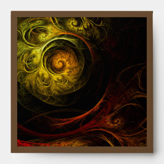 Sunrise Floral Red Abstract Art Square Envelope