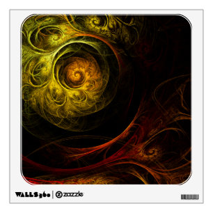 Sunrise Floral Red Abstract Art Square Wall Decal