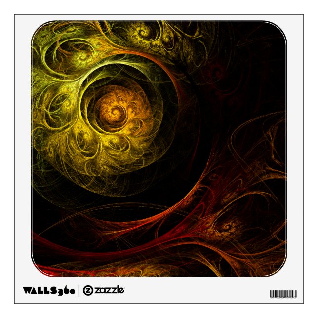 Sunrise Floral Red Abstract Art Square Wall Decal (Front)