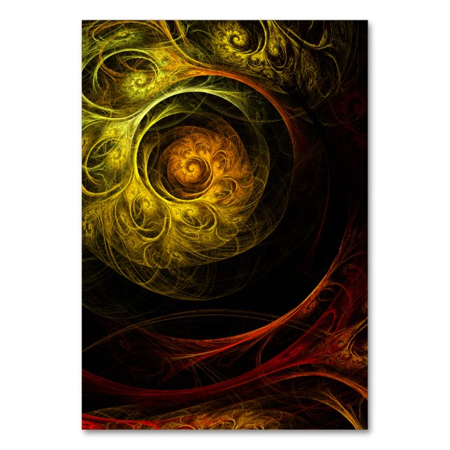 Sunrise Floral Red Abstract Art Table Card (Front)