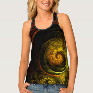 Sunrise Floral Red Abstract Art Tank Top